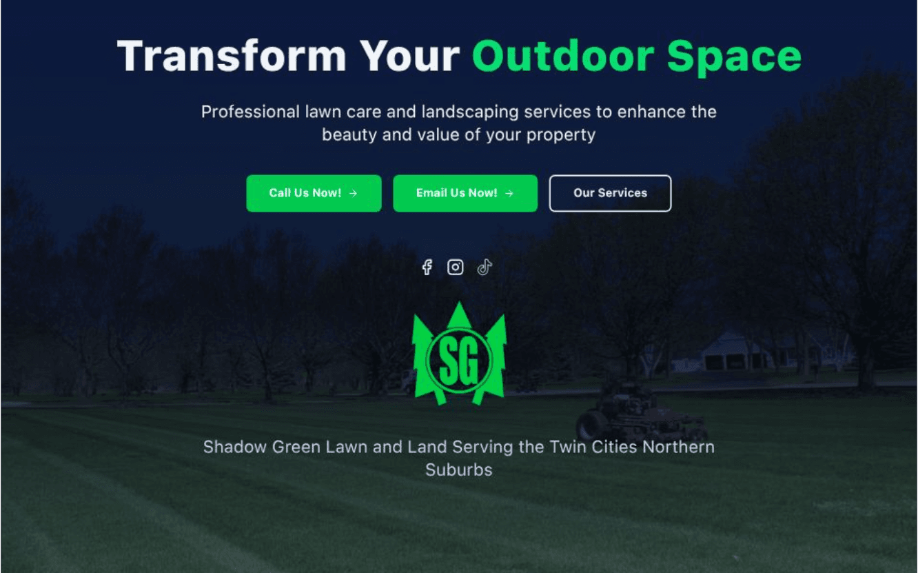 Shadow Green Lawn and Land website screenshot
