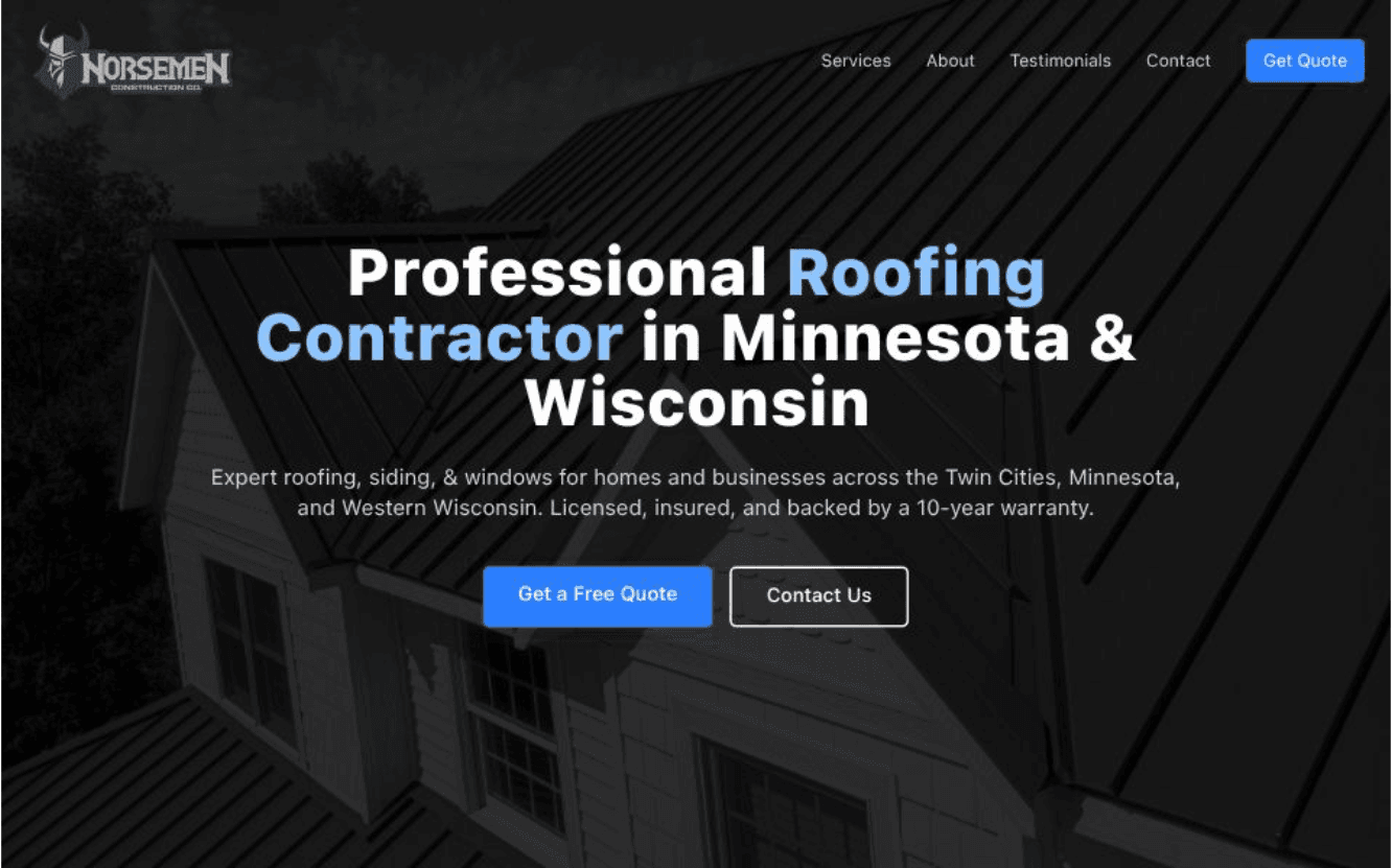 Norsemen Construction Co website screenshot